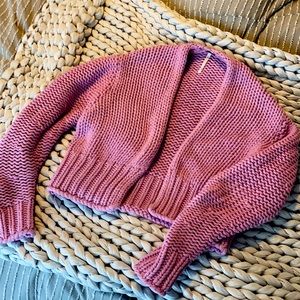 Free People pink cropped cardigan